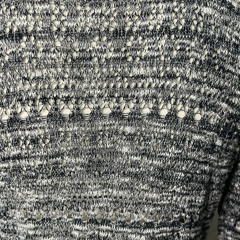 United States Sweaters Black and White Variegated Open Knit 3/4 Sleeve Cardigan - Picture 10 of 10